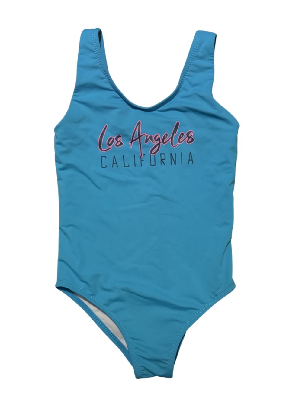 Coral Reef turquoise Los Angeles one piece girls swim suit size 7 in EUC.
